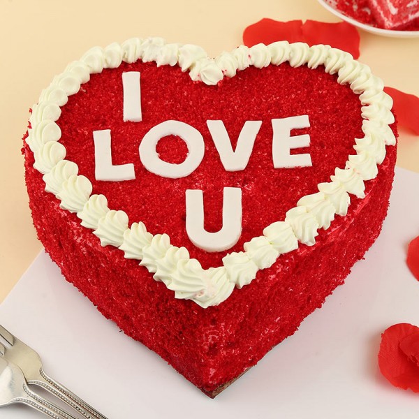 I Love You Red Heart Cake