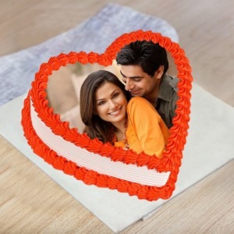 Heart-Shaped Pineapple Photo Cake