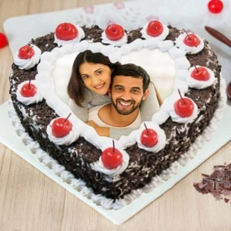 Heart Shaped Blackforest Photo Cake