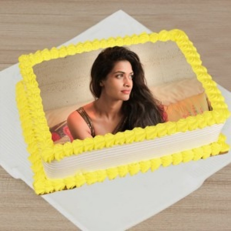 Rectangular Pineapple Photo Cake