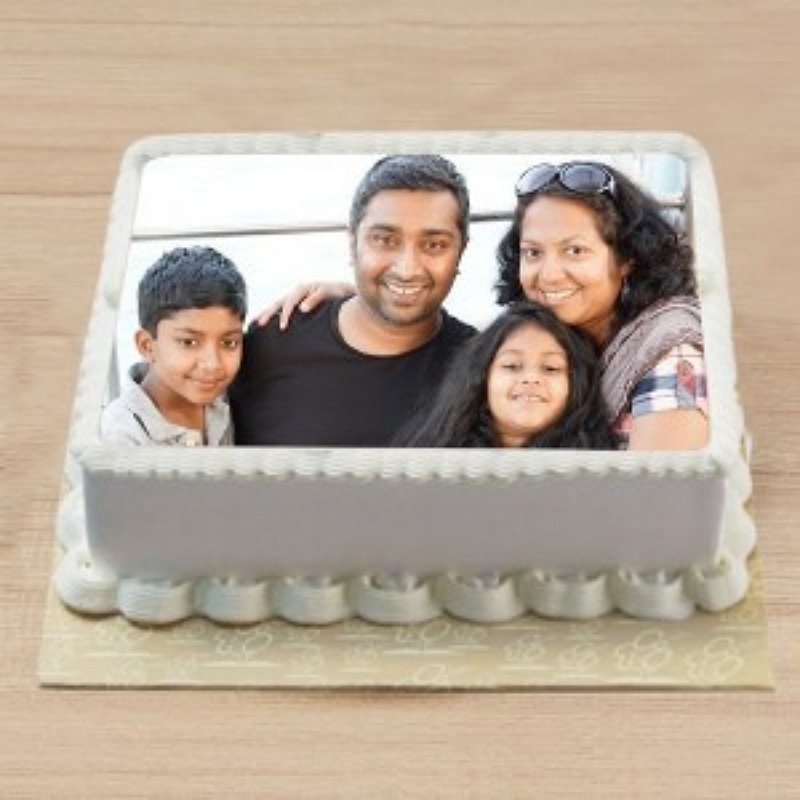 Vanilla Square Shape Photo Cake