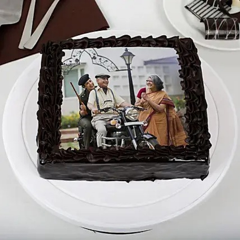 Square Shape Truffle Photo Cake