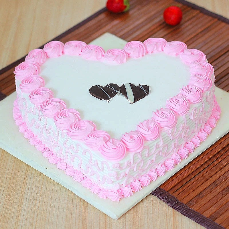 Heart Shaped Strawberry Cake