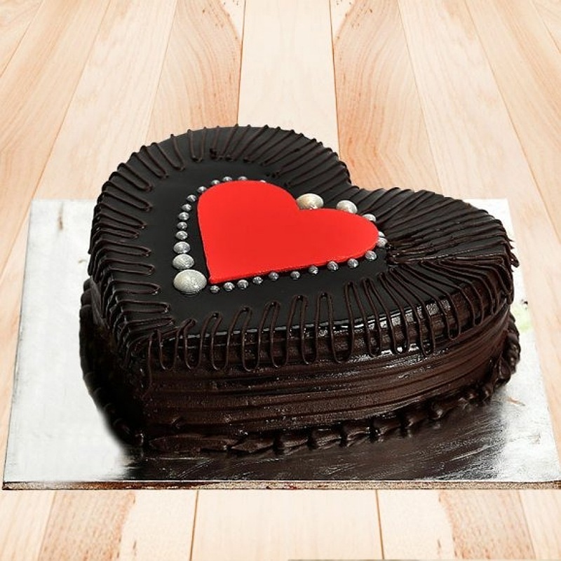 Chocolate Truffle Heart Shape Cake