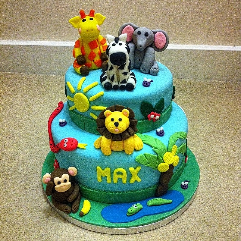 2-Tier Jungle Animals Cake