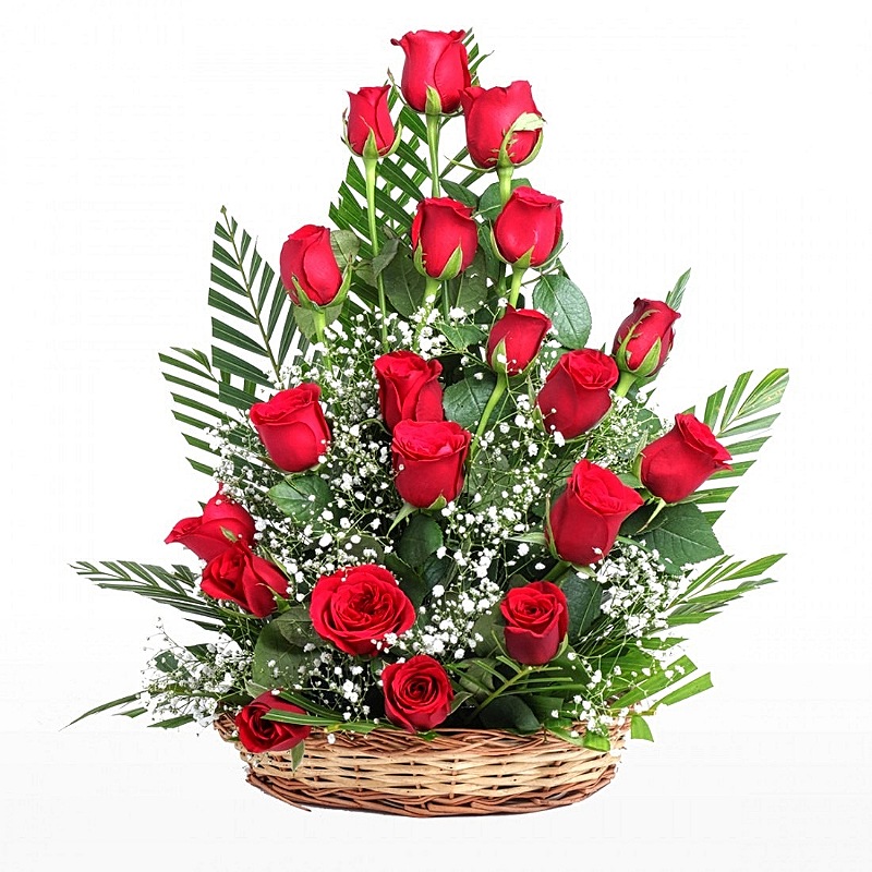 Elegant Basket of Red Roses