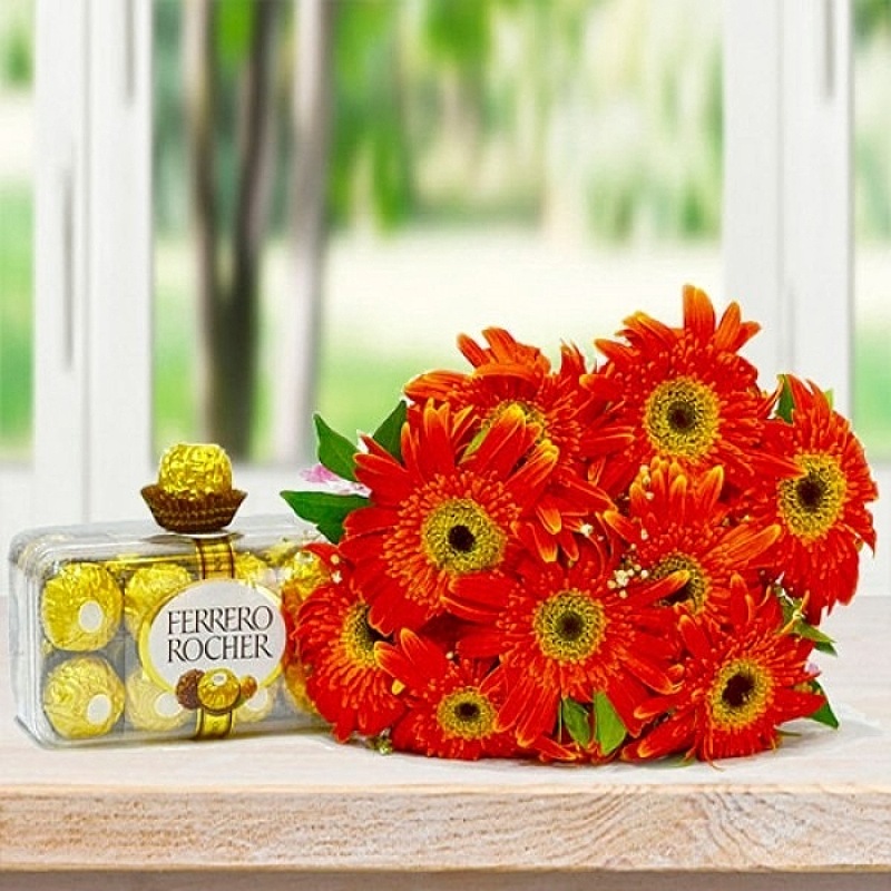 Orange Gerberas N Ferrero Rocher