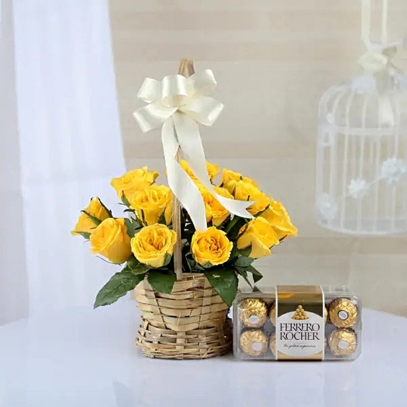 Charming Yellow Basket N Ferrero