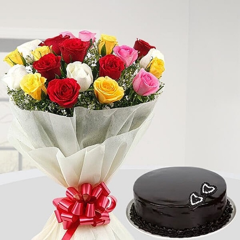 Colorful Roses N Truffle Cake