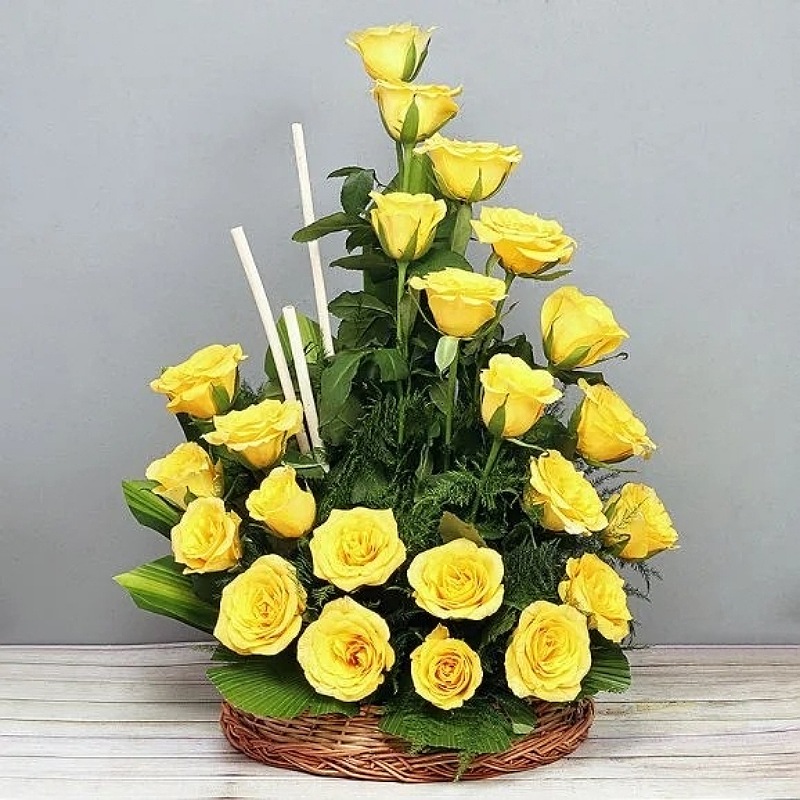 Yellow Roses Basket