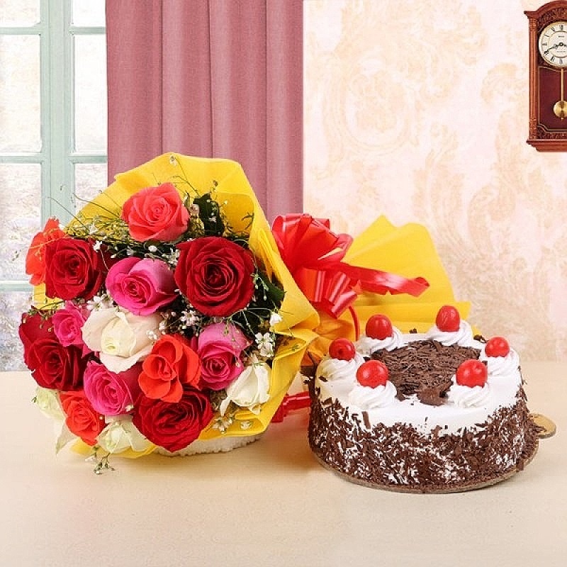 Colorful Roses With Black Forest