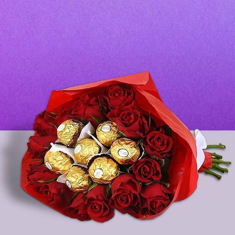 Cute Roses N Rocher Surprise