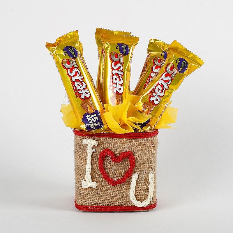 I Love You Five Star Chocolates Vase Arrangement