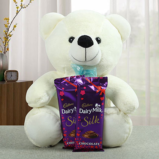 Teddy Bear & Silk Chocolates